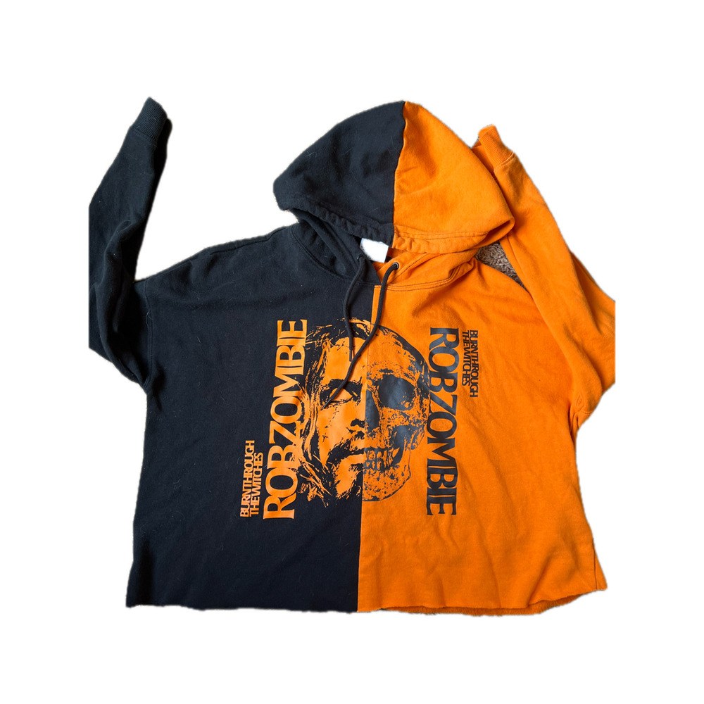Rob Zombie orange black witches cropped hoodie